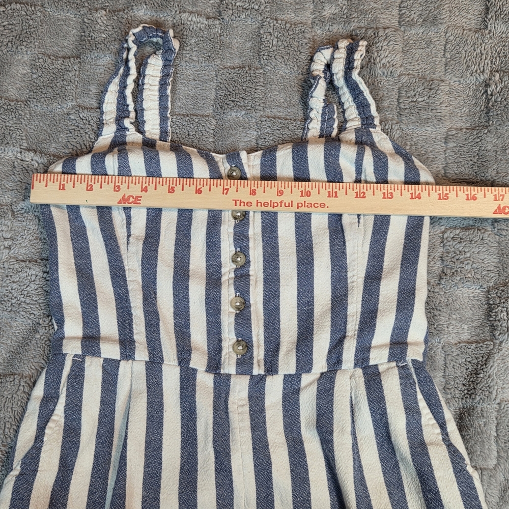 Hollister Womens M Sleeveless Romper Shorts Blue/white Elastic Back Half Button - Picture 5 of 15